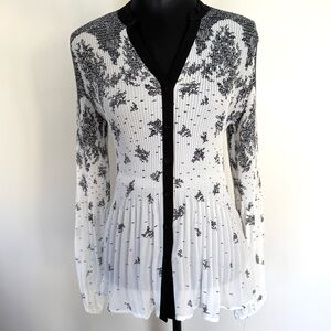 NY Collection Long Sleeve Button Front Top